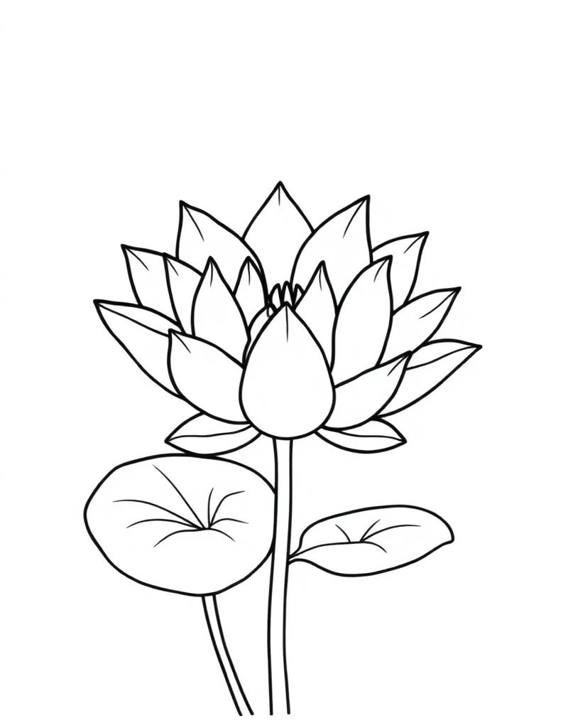 Serene Lotus — printable flower coloring sheet